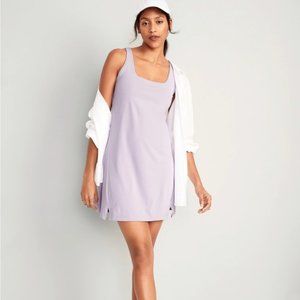 NWT Old Navy PowerSoft Sleeveless Shelf-Bra Support Dress, Lavender, Size S tall